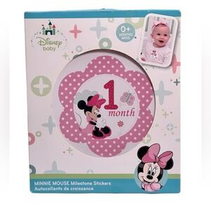 Disney Baby Minnie Mouse Pink/White Milestone Stickers for 1-12 months.